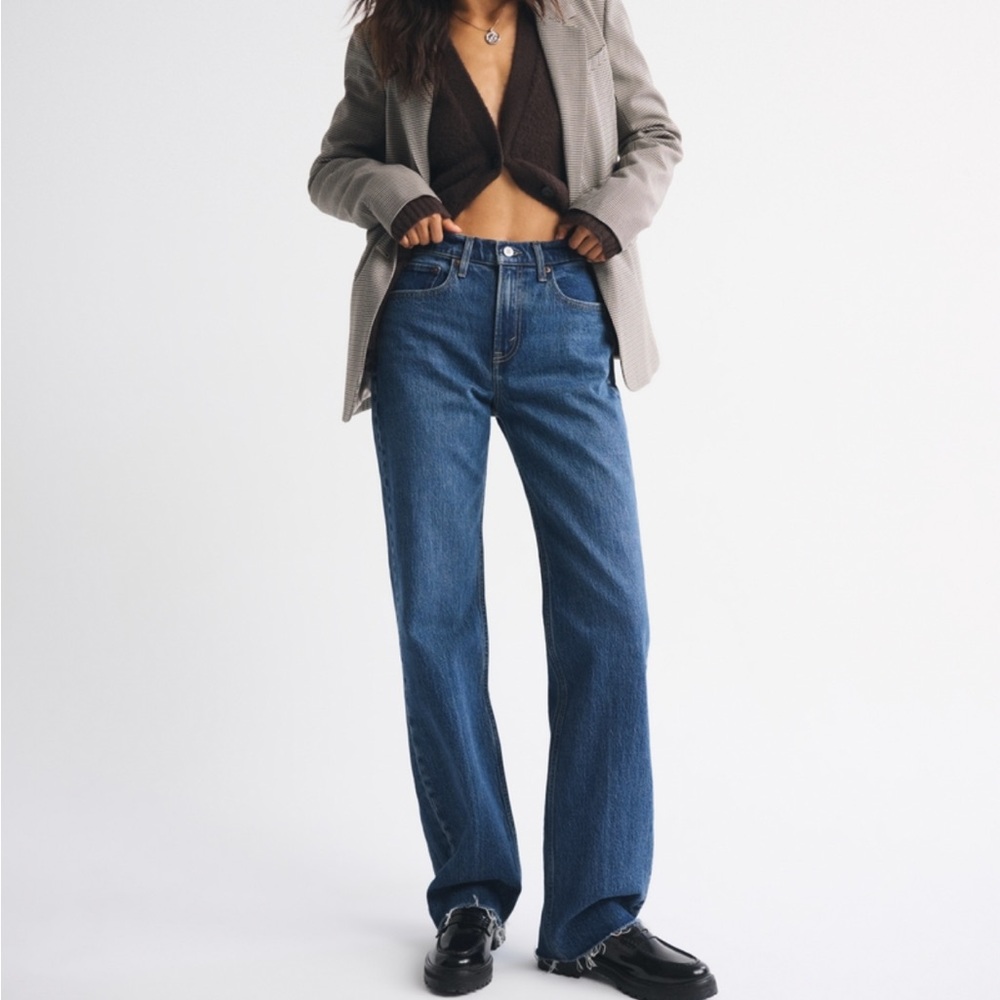 High Rise 90s Relaxed Raw Hem Abercrombie Jeans - Picture 4 of 6